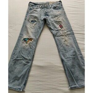 Hollister Jeans Women's REAL Boyfriend Slim Patch Distressed Handmade 32/29 READ